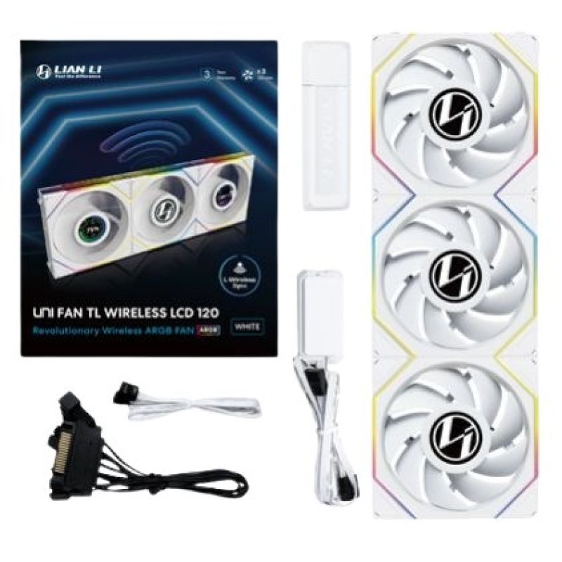 Lian Li UNI FAN TL Wireless LCD 120 3-pack white fan (12TLLCD1W3W) Chłodzenie/Chłodzenie - wentylatory Your Sports Performance