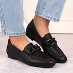 Comfortable leather shoes with a chain Remonte W RKR645, black Footwear/Lifestyle/Rieker Your Sports Performance