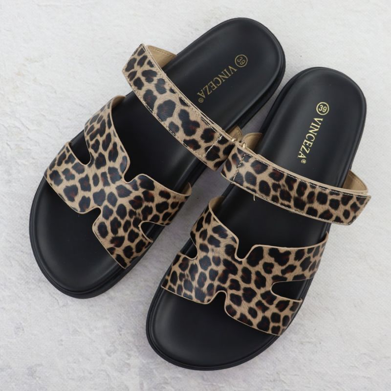 Women's beige leopard print flip-flops Vinceza 17401 Footwear Your Sports Performance