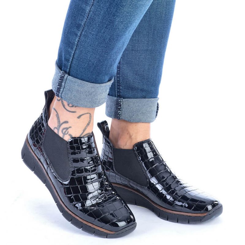 Rieker W R474 snakeskin leather ankle boots black Footwear/Lifestyle/Rieker Your Sports Performance