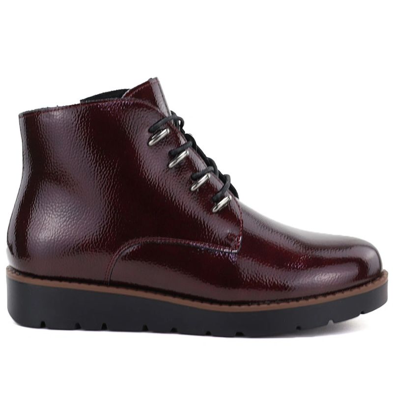 Women's patent leather burgundy wedge ankle boots Potocki Z25-JE19360