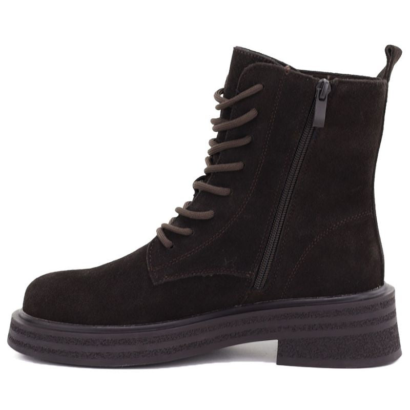 Women's leather ankle boots, suede, chocolate, Sergio Leone TR-02