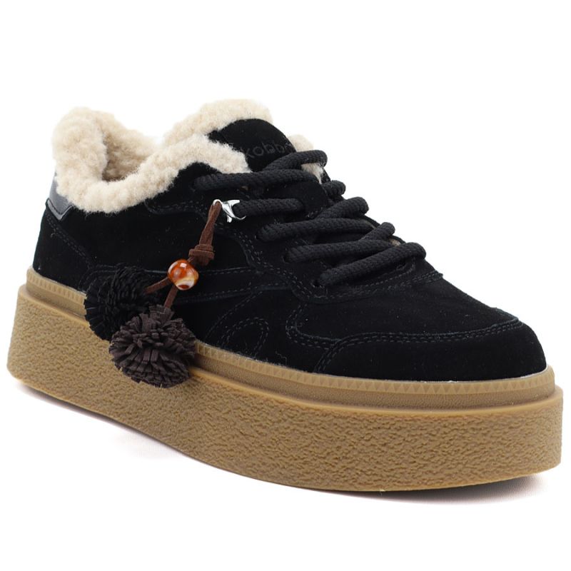 Black Kobbo 79665 leather insulated platform shoes