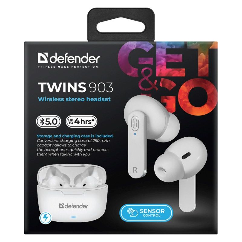 DEFENDER BLUETOOTH TWINS 903 IN-EAR HEADPHONES WHITE 63903 In preparation Your Sports Performance