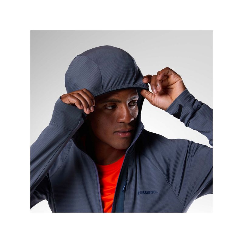 Men's ROSSIGNOL M Textured Hoodie Mid Layer Gray
