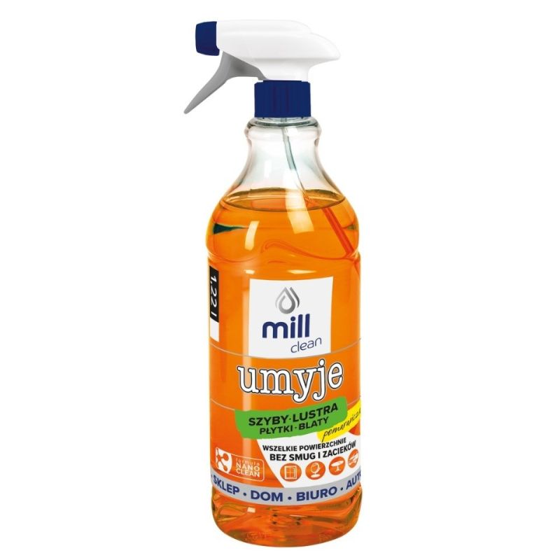 MILL CLEAN WASHES Liquid for cleaning windows, mirrors and tiles with the scent of orange 1.22l Chemia/Preparaty do mycia i nabłyszczania powierzchni Your Sports Performance