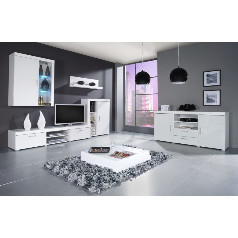 SAMBA hanging display cabinet (Unit 4) white/white gloss Bufety i witryny/Bufety i witryny na drewnianej podstawie Your Sports Performance