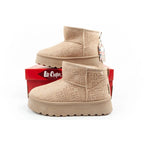 Lee Cooper women's winter snow boots, fashionable fur lined ankle boots, beige Lee Cooper