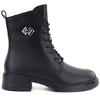 Women's leather ankle boots, black, D&A S.Barski MK62-7014