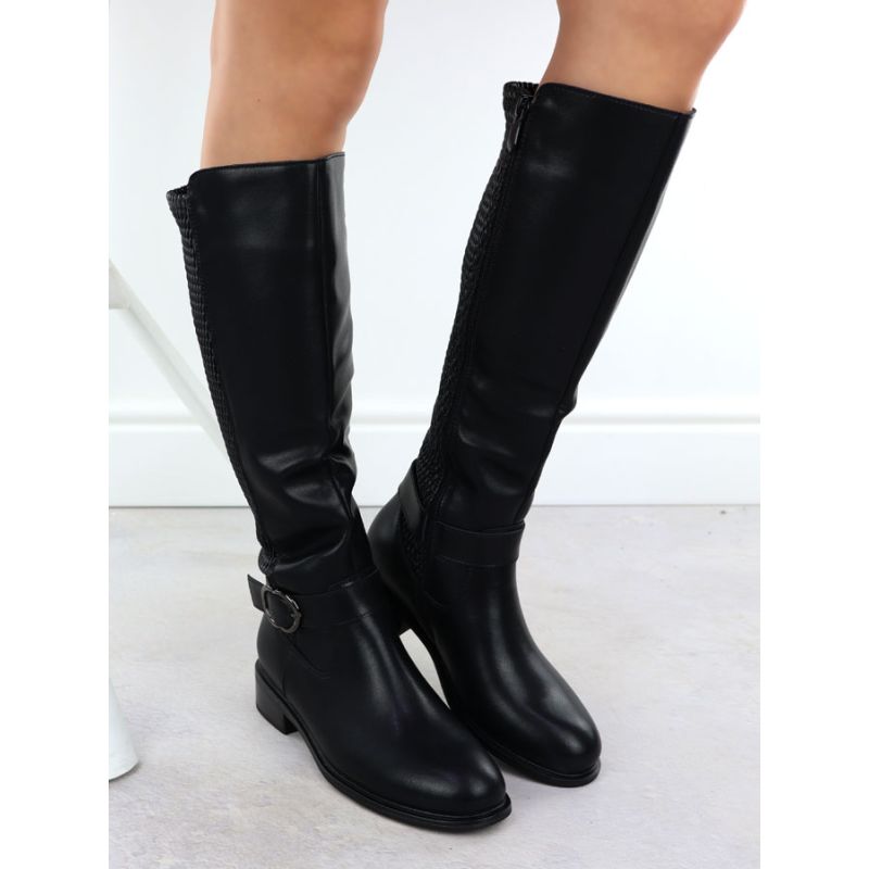 Women's boots with a decorative strap on the block, black Filippo 7437 Footwear Your Sports Performance