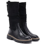 Women's warm, ruffled boots, black M.Daszyński SA259-
