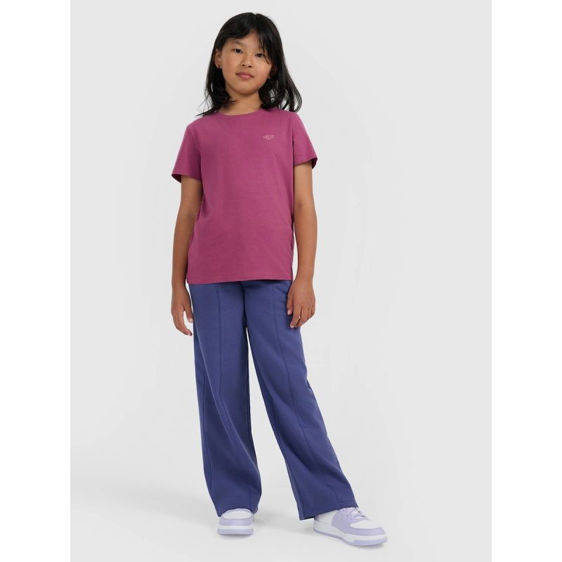 Girls' regular-fit plain T-shirt 4F 4FJRAW25TTSHF3233-50S