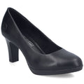 Rieker 41560-01 black leather pumps with a block heel
