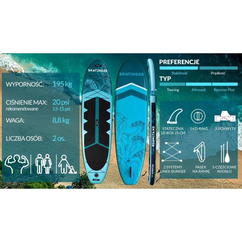 SUP SKATINGER Octopus board 335x86x15 cm Allround Import z Action/Nad wodę/Deski Your Sports Performance