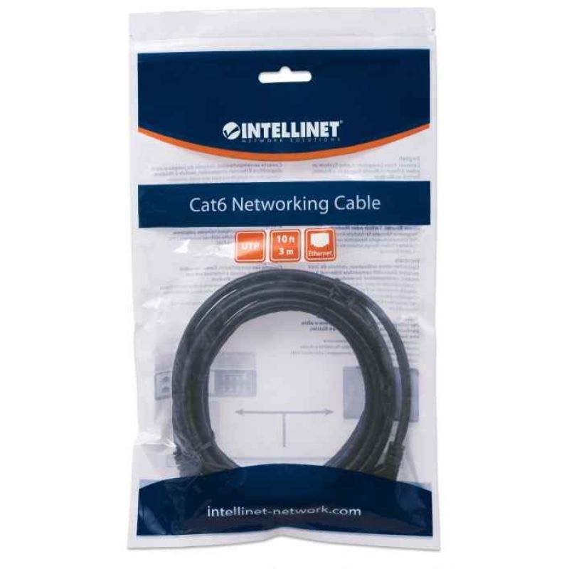 INTELLINET PATCH CORD CAT6 UTP 3.0M BLACK 100% MI Kable, gniazda i wtyki/Patchcable Your Sports Performance