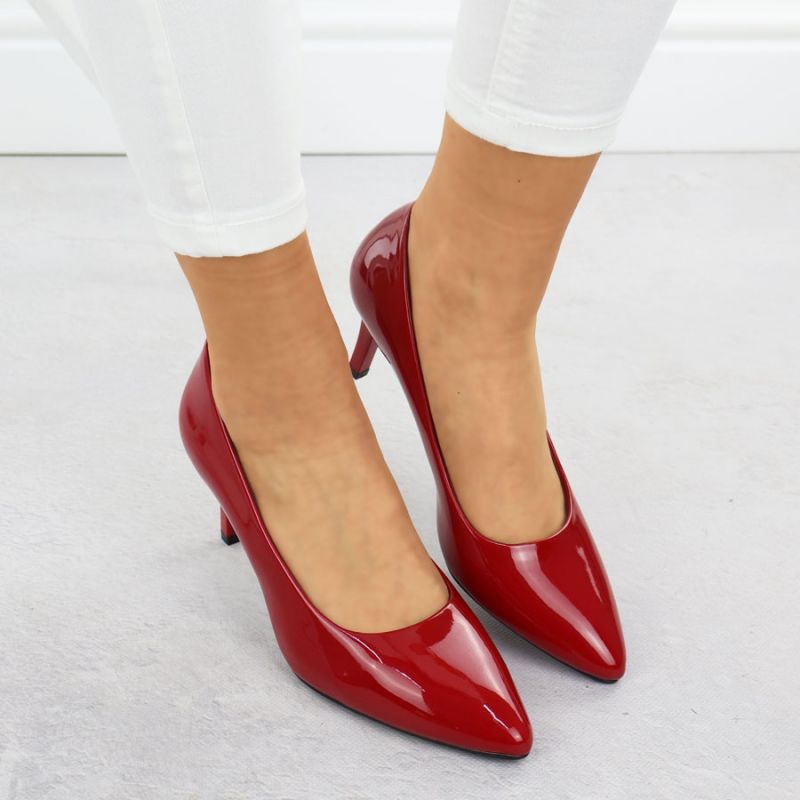Women's patent leather pumps, red, Sergio Leone 1336 Footwear Your Sports Performance