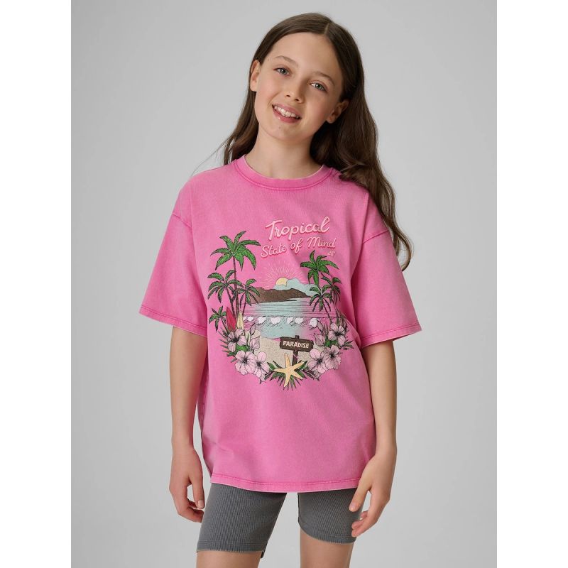 Girls' cotton T-shirt 4F 4FJRSS26TTSHF3981-54S