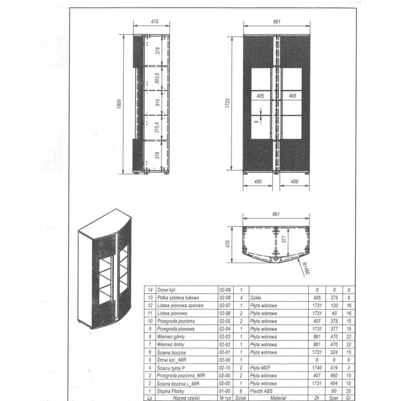 MICHELLE 2D display cabinet 86x35-47xH180 black/viking oak Bufety i witryny/Bufety i witryny na drewnianej podstawie Your Sports Performance