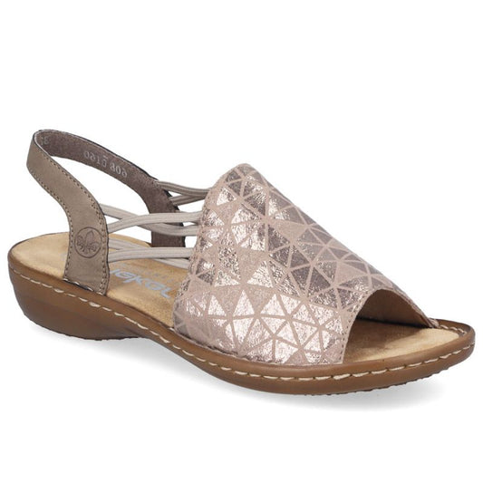 Comfortable women's slip-on sandals in beige Rieker 608D1-60 Rieker