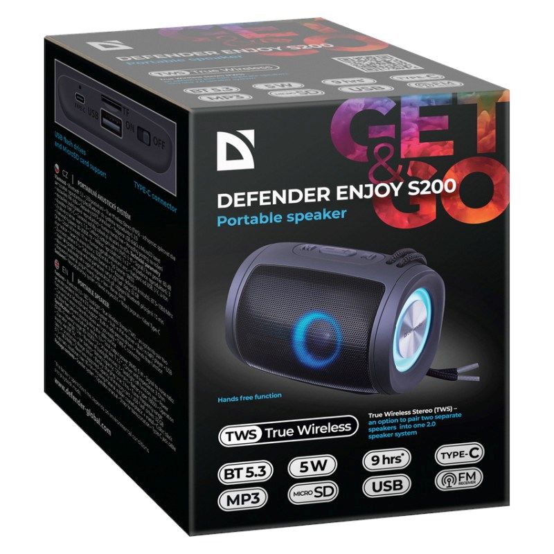 DEFENDER SPEAKER ENJOY S200 5W LIGHT/BT/FM/USB/TF 65200 In preparation Your Sports Performance