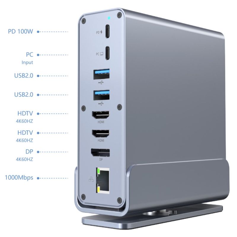 GEMBIRD MULTI ADAPTER USB TYPE CF 15IN1 (USB AF-PORTS V.2X2+V.3X3, TYPE CF+HDMIX2+DISPLAYPORT+PD+CARD READER+GIGALAN+AUDIO GRAY Kable i adaptery/Adaptery, przejściówki Your Sports Performance