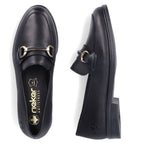 Women's leather moccasin shoes black Rieker 46262-01