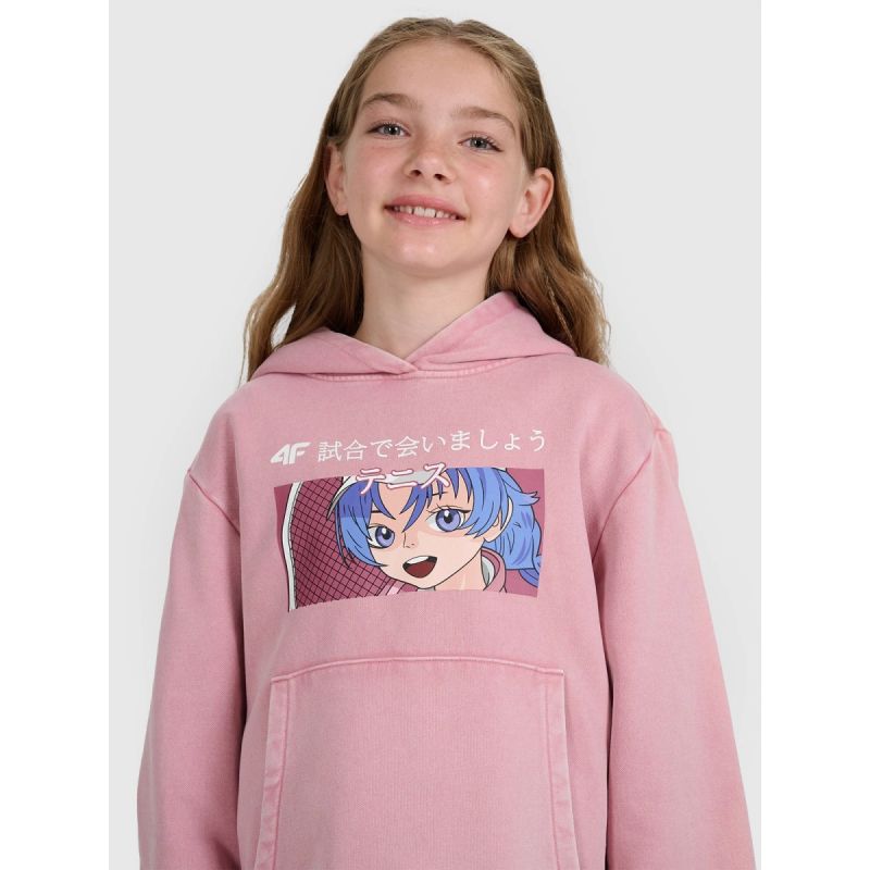 Girls' sweatshirt with hood, open, 4F 4FJRAW25TSWSF2294-54S *Kategoria tymczasowa Your Sports Performance