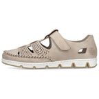 Rieker W RKR651 beige leather openwork shoes with velcro Footwear/Lifestyle/Rieker Your Sports Performance