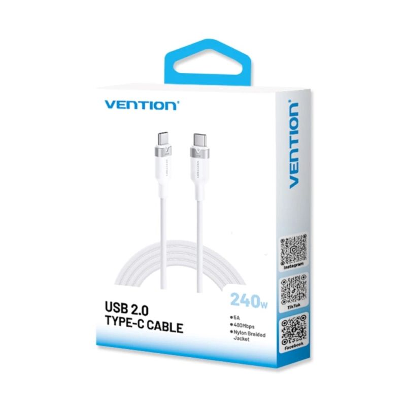 USB-C to USB-C 2.0 PD 3.1 Vention Cable 5A 240W 2m White In preparation Your Sports Performance