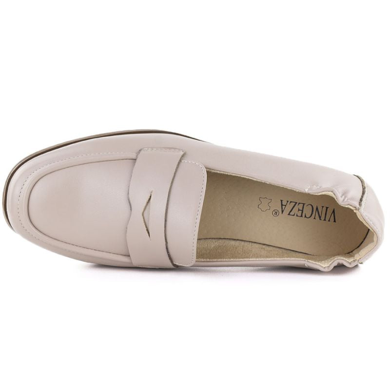 Women's beige leather moccasins Vinceza 18121 To be categorized Your Sports Performance