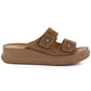 Women's brown leather wedge sandals Vinceza 66916 Vinceza