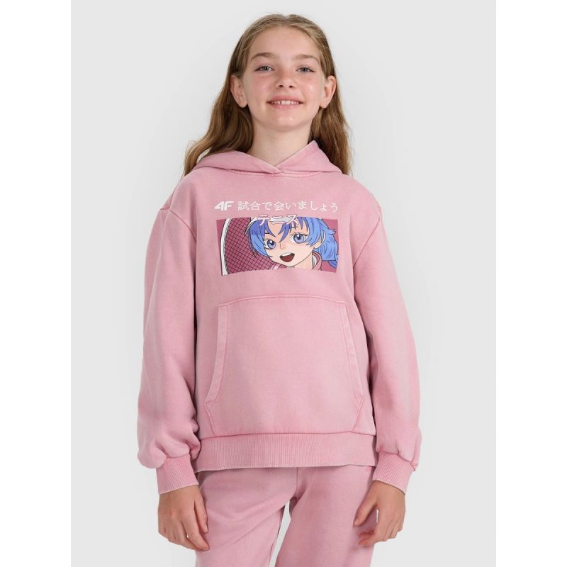 Girls' sweatshirt with hood, open, 4F 4FJRAW25TSWSF2294-54S *Kategoria tymczasowa Your Sports Performance