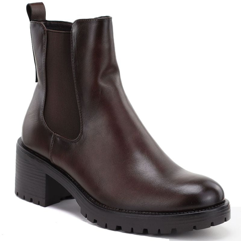 Women's ankle boots with a block heel, insulated, brown, Potocki SZ12742