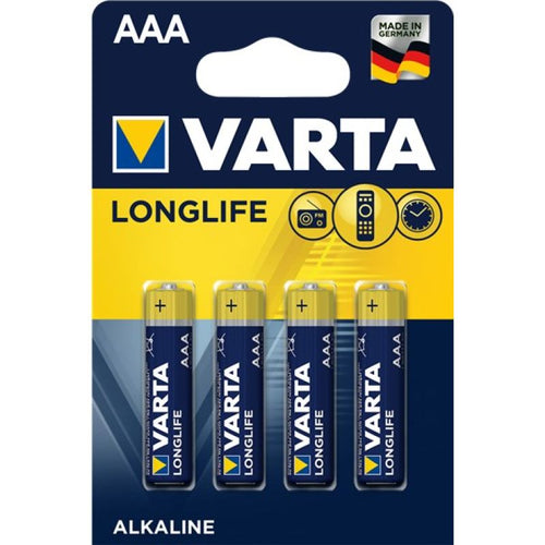 VARTA Longlife LR03 (AAA) alkaline battery pack (x 4) Baterie, akumulatorki i ładowarki/Baterie Your Sports Performance