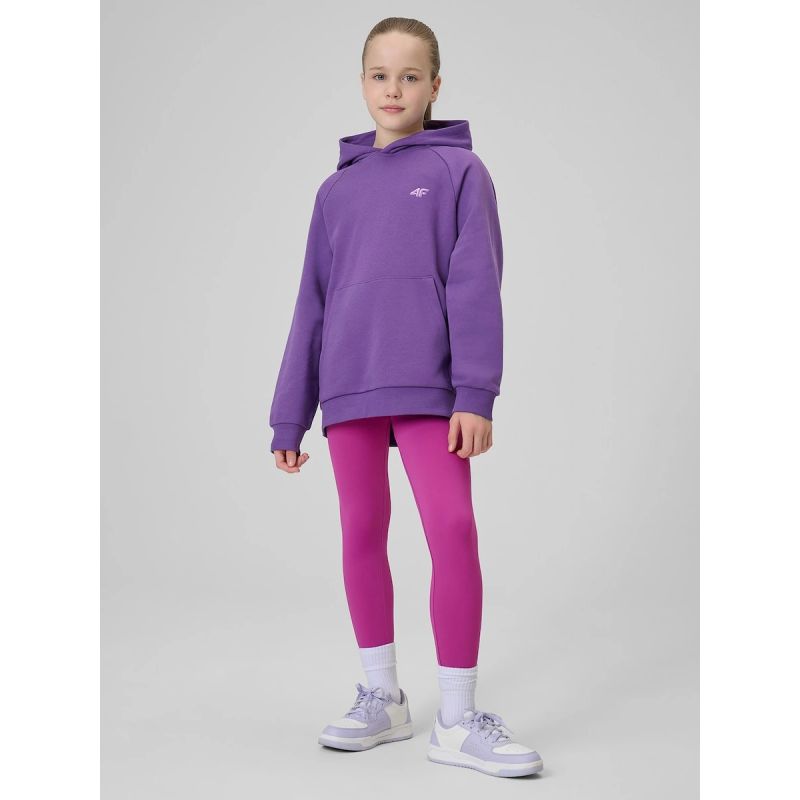 Girls' loose sweatshirt with hood 4F 4FJRSS26TSWSF3040-50S 4f
