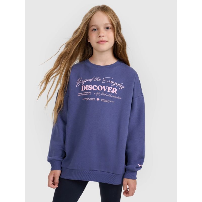 Oversized sweatshirt without a hood for girls 4F 4FJRAW25TSWSF2428-33S 4f