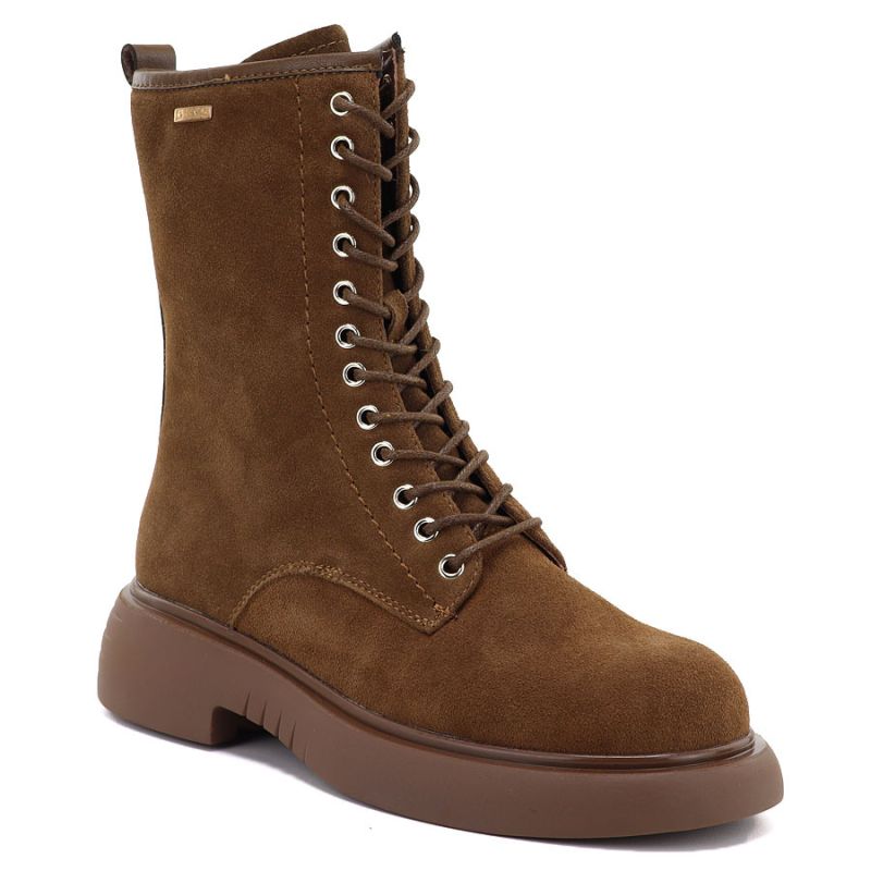 Women's leather ankle boots, suede, camel, Big Star UU274611
