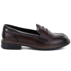 Brown leather loafers, loafers, Vinceza 133119