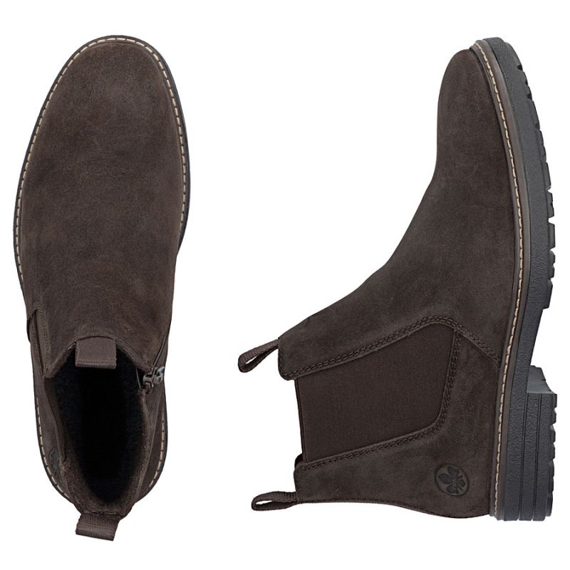Men's brown insulated leather Chelsea boots Rieker 33180-28