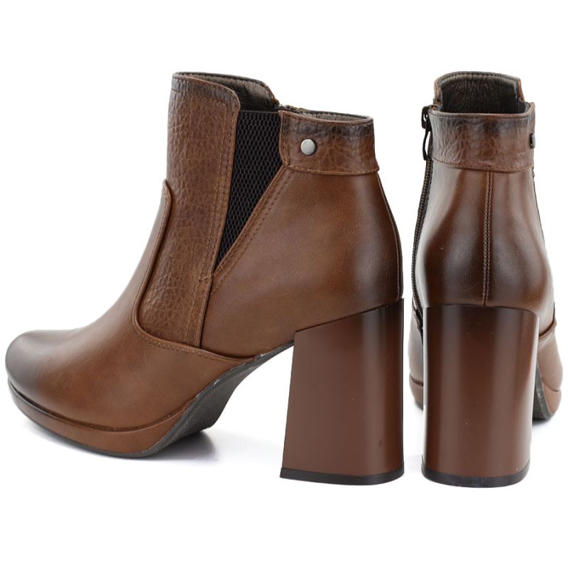 Women's ankle boots with a block heel and platform, insulated, brown, M.Daszyński AF125B-1