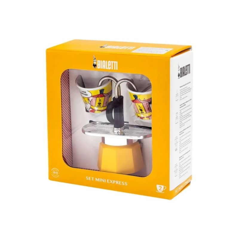 Bialetti Mini Express Lichtenstein coffee machine set + 2 espresso cups AGD - Produkty/Zaparzacze i kawiarki Your Sports Performance