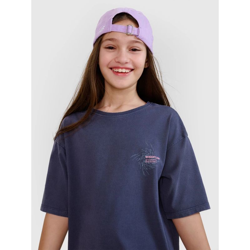 Oversized T-shirt with print for girls 4F 4FJWSS25TTSHF1853-22S *Kategoria tymczasowa Your Sports Performance