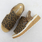 Women's beige leopard print platform sandals Rieker 62741-90 Footwear Your Sports Performance