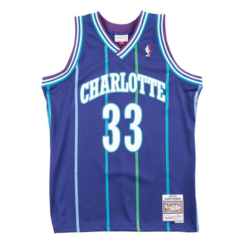 Mitchell & Ness NBA Charlotte Hornets Alonzo Mourning Swingman T-shirt - SMJYAC18010-CHOPURP94AMO Odzież/Odzież na co dzień Your Sports Performance
