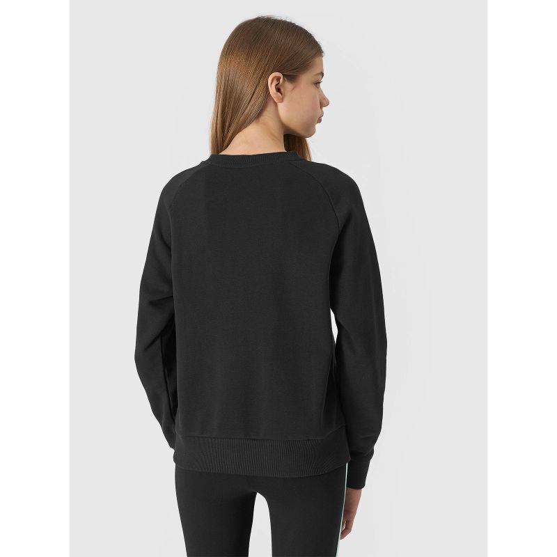 Girls' organic cotton sweatshirt, no zipper, no hood, 4F Junior *Kategoria tymczasowa Your Sports Performance