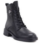 Women's leather ankle boots, black, D&A S.Barski MK62-7014