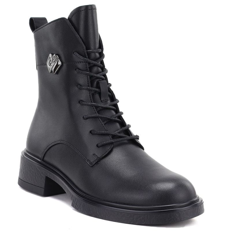 Women's leather ankle boots, black, D&A S.Barski MK62-7014