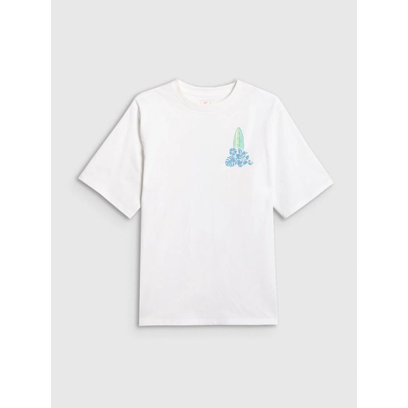 Girls' loose T-shirt with print 4F 4FJRSS26TTSHF3980-11S