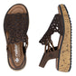 Rieker V1765-24 women's brown wedge sandals Rieker