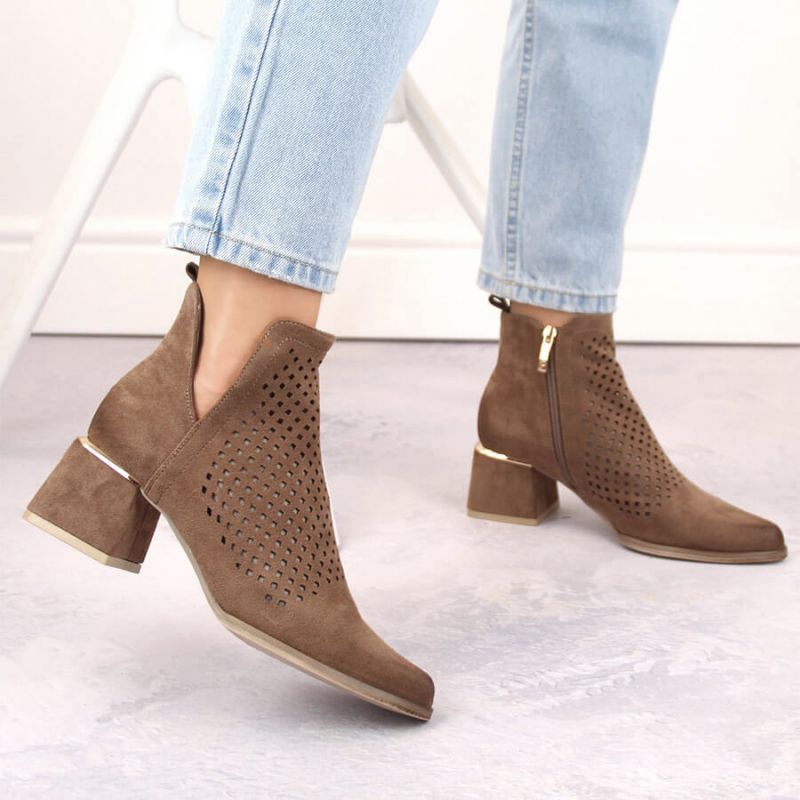 Suede high-heeled ankle boots Potocki W WOL213B brown Footwear/Lifestyle/Potocki Your Sports Performance